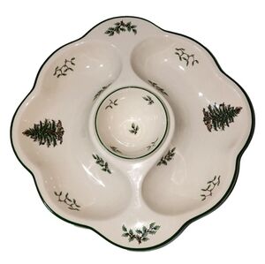 Spode christmas tree daisy shape Holiday Divided Platter